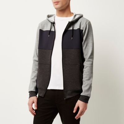 Grey cut and sew hoodie